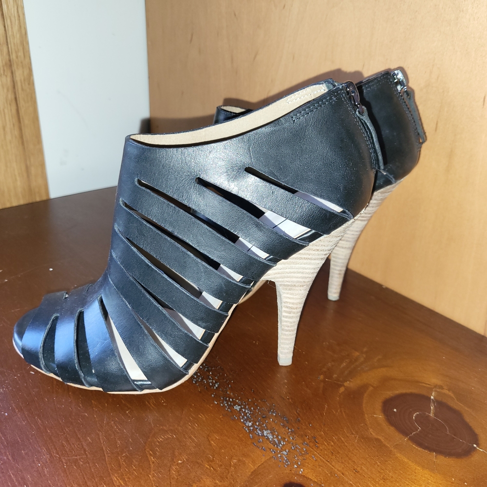NEW Italian Black Peep-Toe Heels